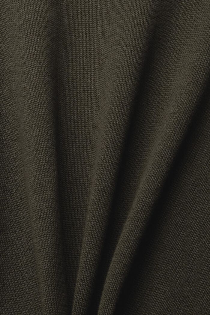 Gebreide trui van duurzaam katoen, DARK KHAKI, detail image number 1