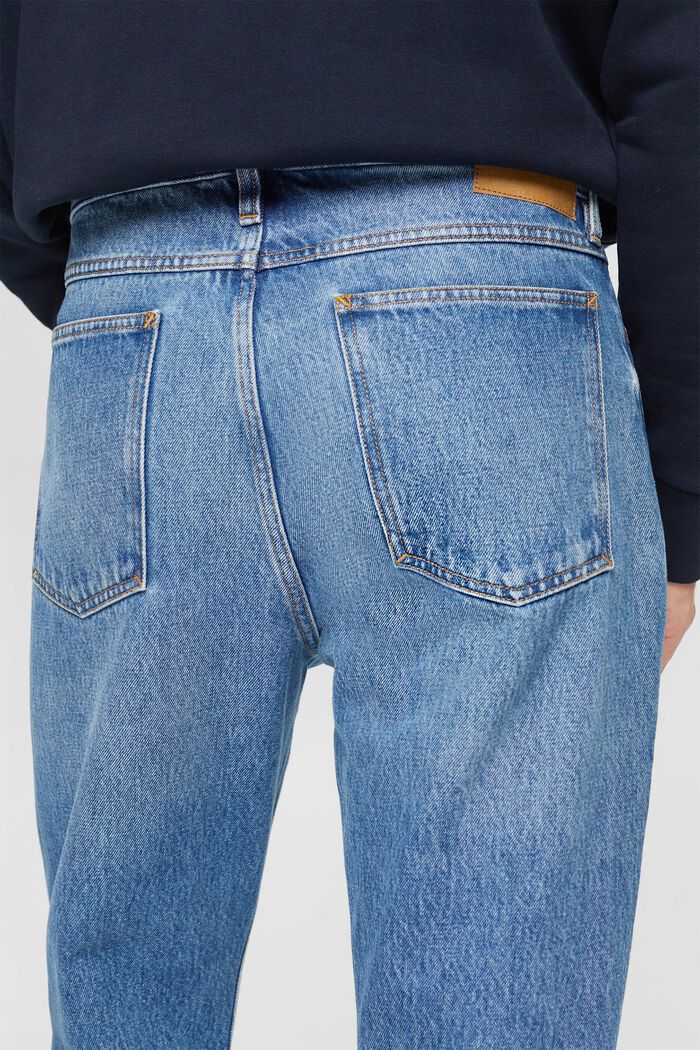 Jeans met rechte pijpen, organic cotton, BLUE MEDIUM WASHED, detail image number 4