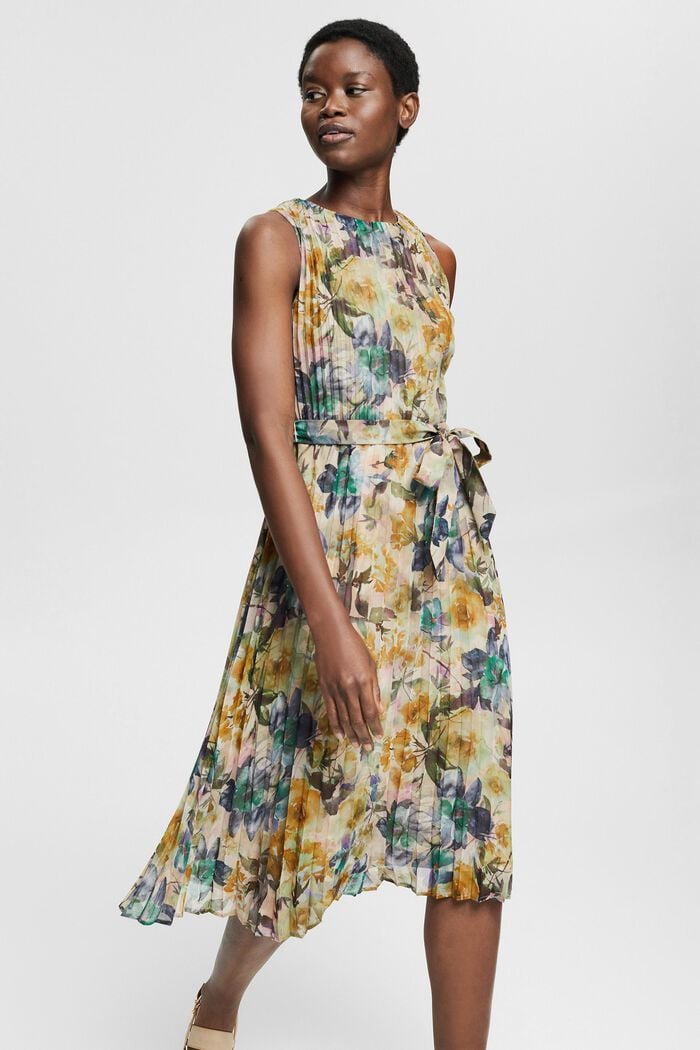 Gerecycled: geplooide jurk met bloemenprint
