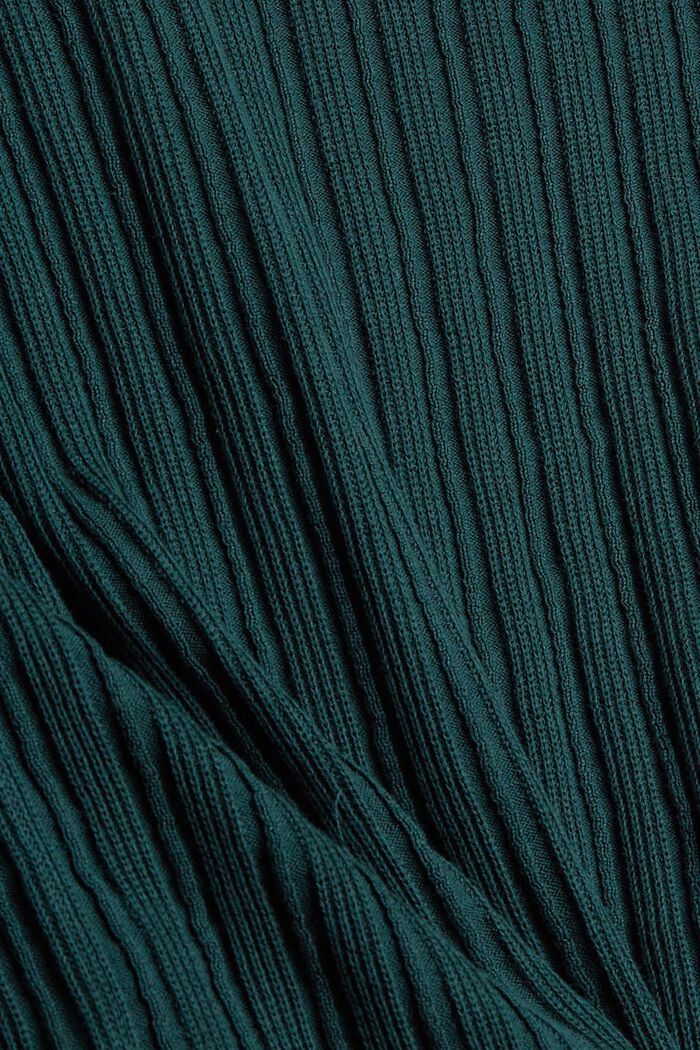 Cardigan en maille côtelée 100 % coton, DARK TEAL GREEN, detail image number 4