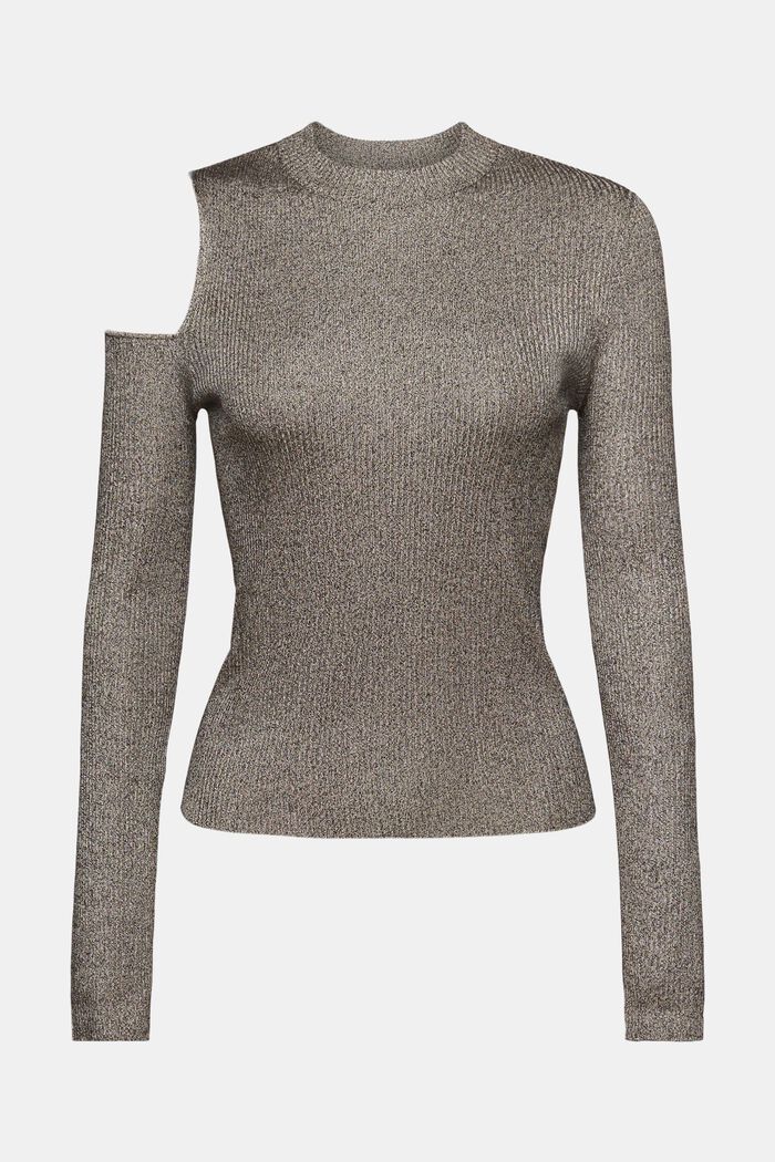 Sweatshirt met cut-outs bij de schouders, GUNMETAL, detail image number 6