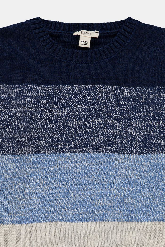 Pull-over à larges rayures en coton mélangé coton, BLUE, detail image number 2