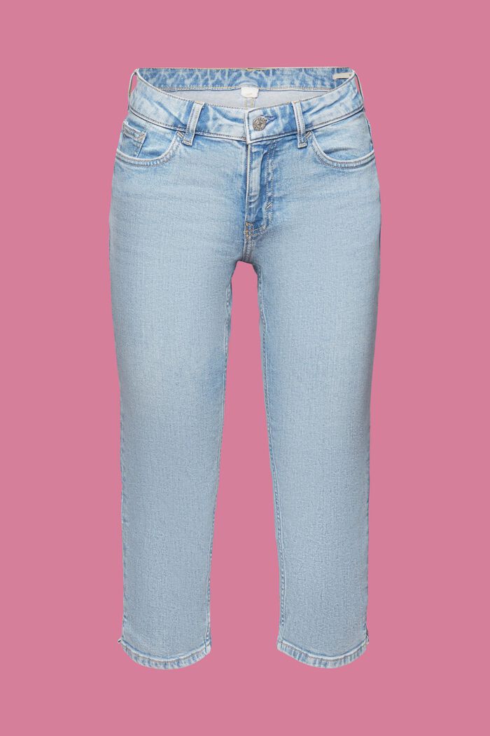 Mid rise capri jeans, BLUE LIGHT WASHED, detail image number 7