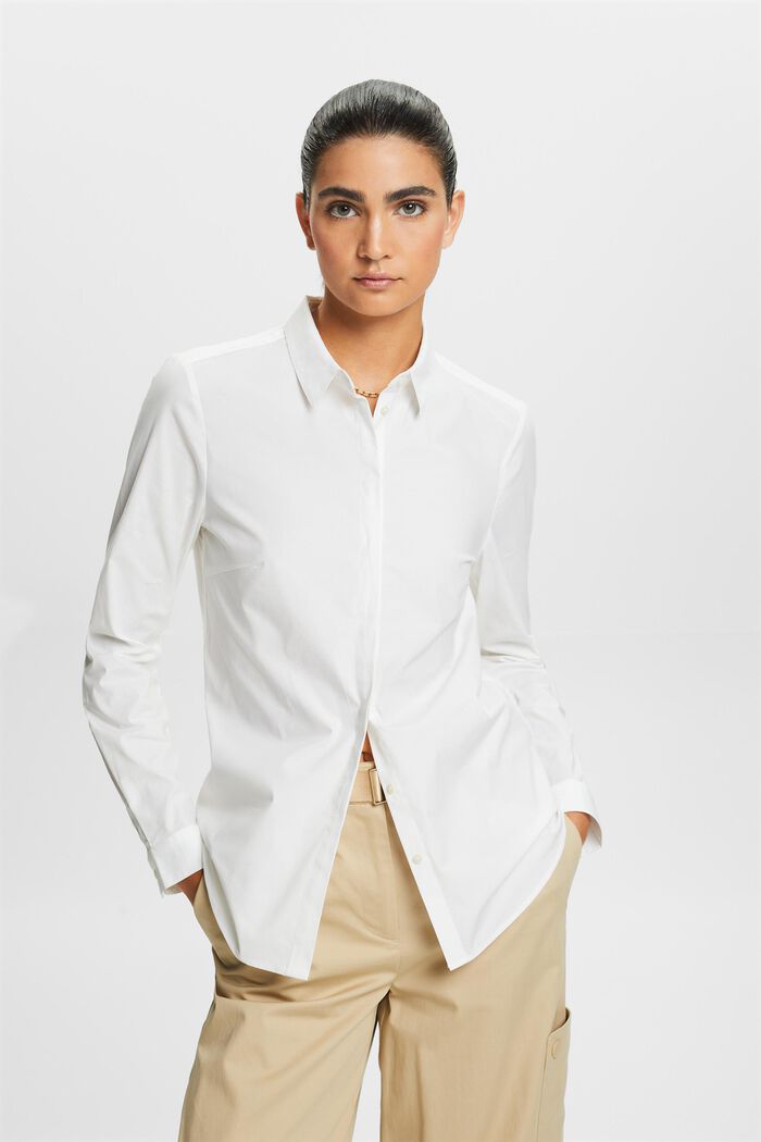 Shirt met lange mouwen van popeline, WHITE, detail image number 2