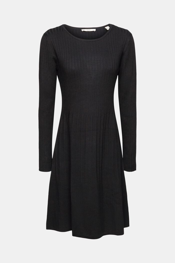 Gebreide jurk met plooien, BLACK, detail image number 5