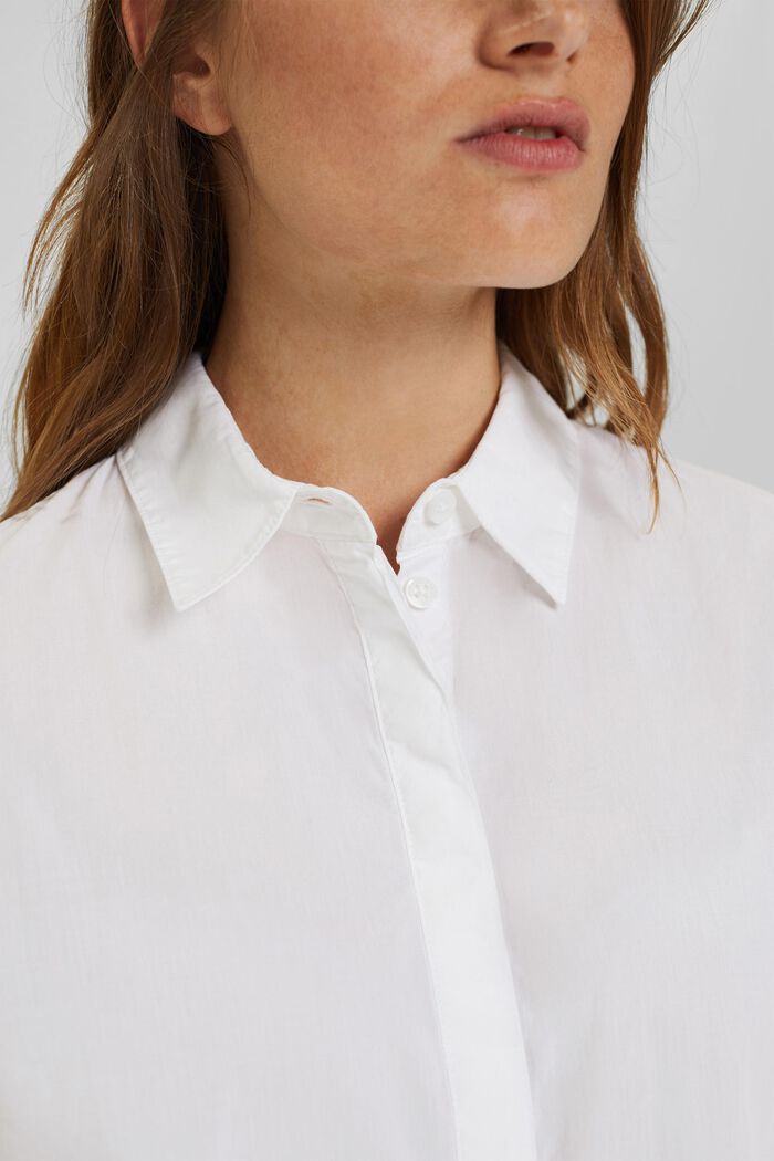Lange blouse van 100% biologisch katoen, WHITE, detail image number 2