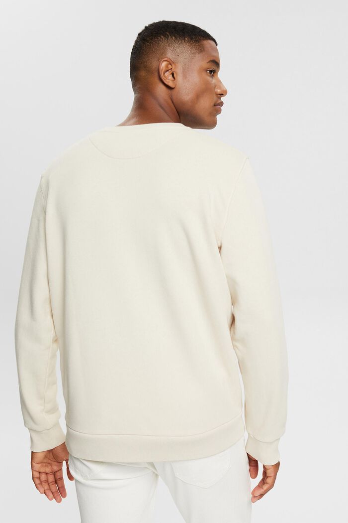 Effen sweatshirt met regular fit, CREAM BEIGE, detail image number 3