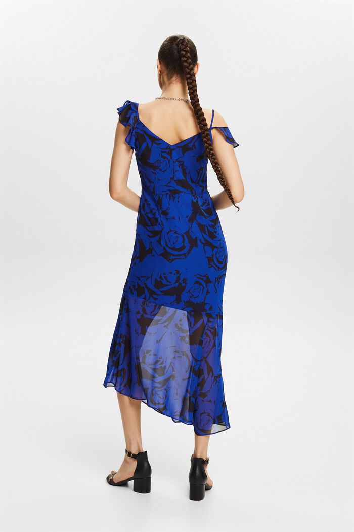 Off-the-shoulder chiffon midi-jurk met print, BRIGHT BLUE, detail image number 2