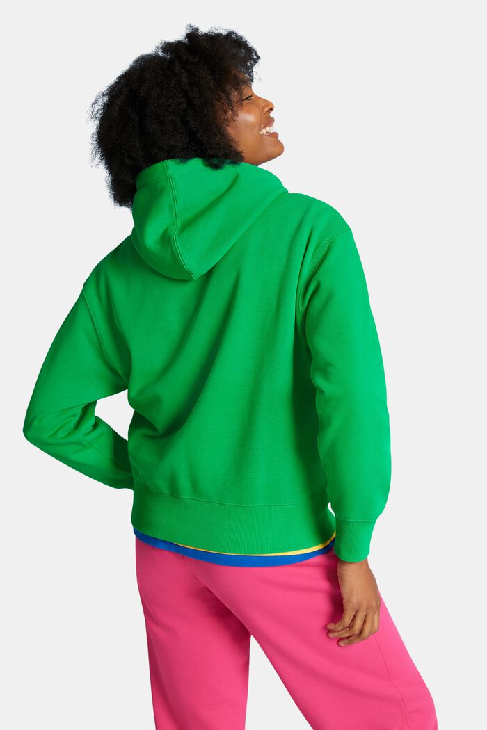 Uniseks hoodie van fleece met logo, GREEN, detail image number 3