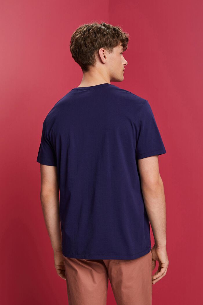 T-shirt met ronde hals en print, 100% katoen, DARK BLUE, detail image number 3