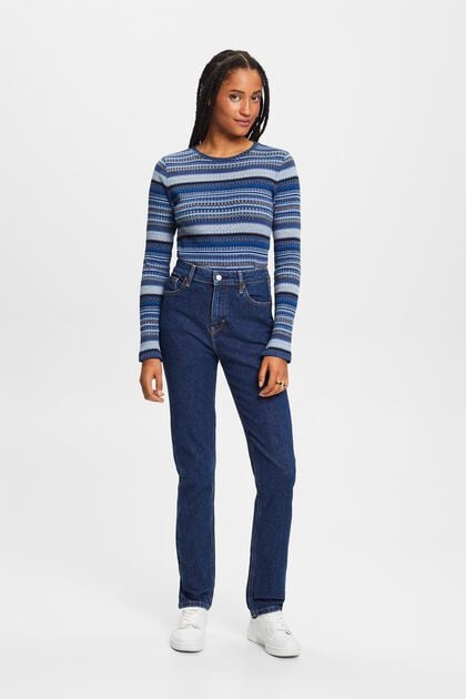 Retro-jeans met hoge taille en slanke pijpen