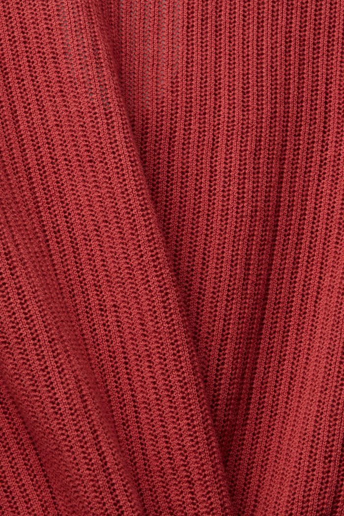 Met linnen: trui met korte volantmouwen, TERRACOTTA, detail image number 4