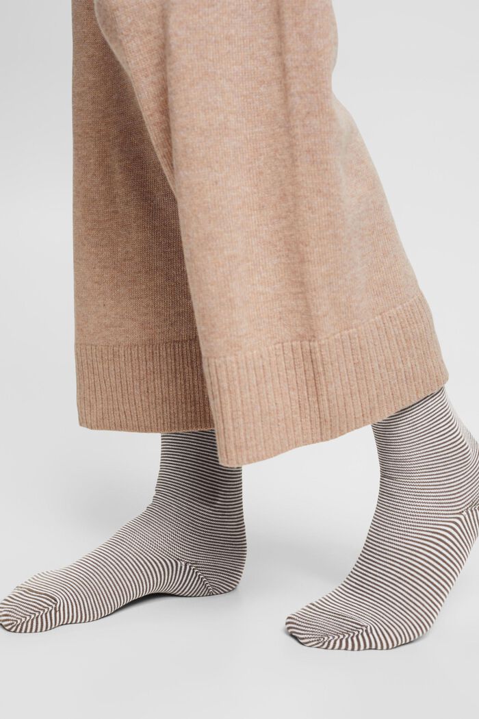 Gestreepte sokken met opgerolde manchetten, organic cotton, GREEN/BROWN, detail image number 1