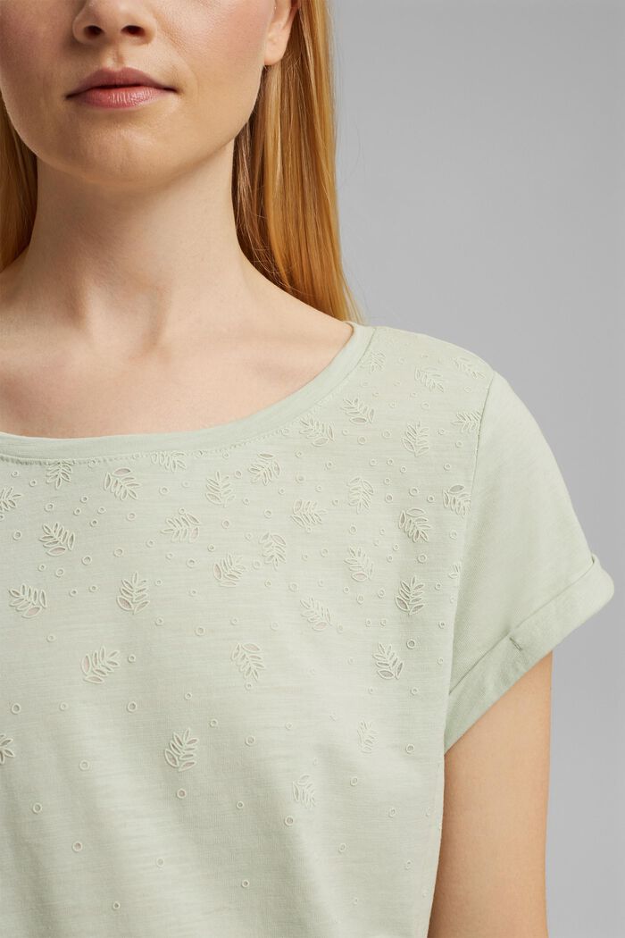 Gerecycled: shirt met print en biologisch katoen, PASTEL GREEN, detail image number 2