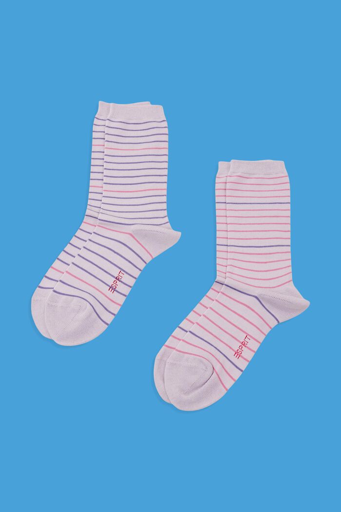 Set van 2 paar gestreepte sokken, organic cotton, ANEMONE, detail image number 0