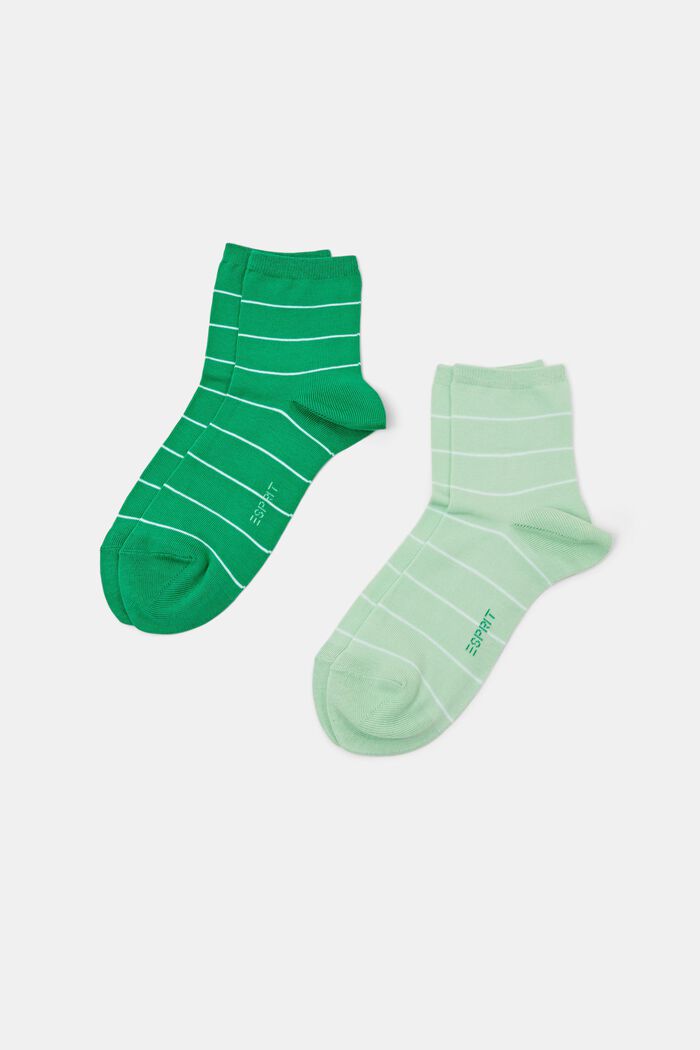 Lot de 2 paires de chaussettes en grosse maille rayées, GREEN/MINT, detail image number 0