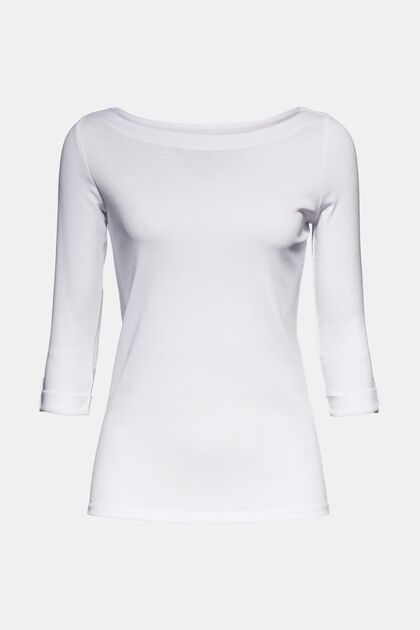 Shirt met 3/4-mouwen van biologisch katoen, WHITE, overview