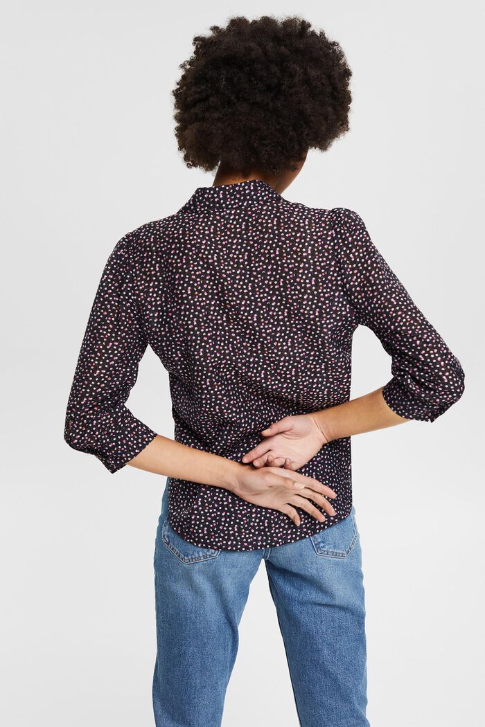 Met linnen: blouse met motief, NAVY, detail image number 3