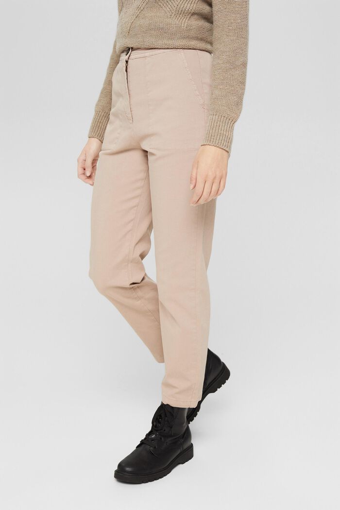 Pantalon taille haute en coton biologique, LIGHT TAUPE, detail image number 0