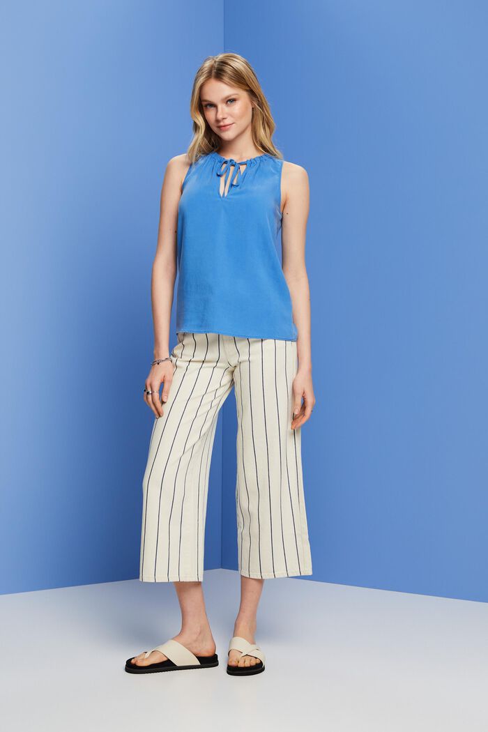 Mouwloze blouse met elastische kraag, BRIGHT BLUE, detail image number 1