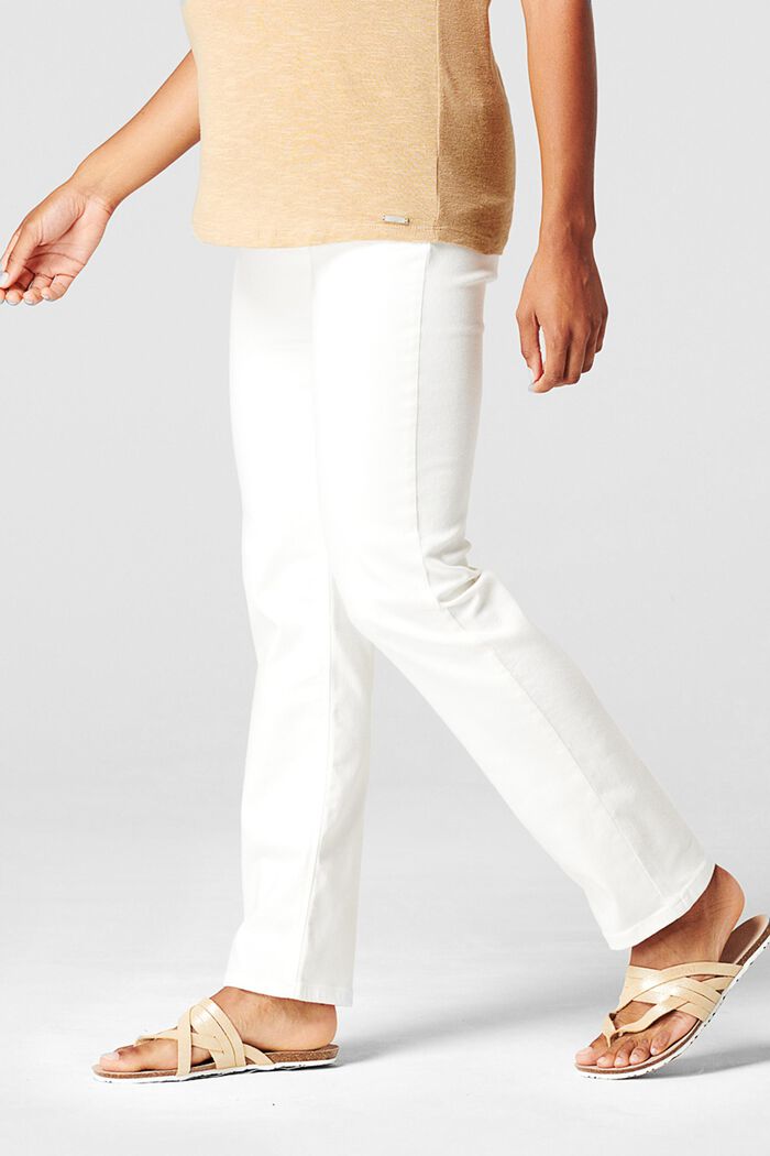 Stretchjeans met band over de buik, BRIGHT WHITE, detail image number 2