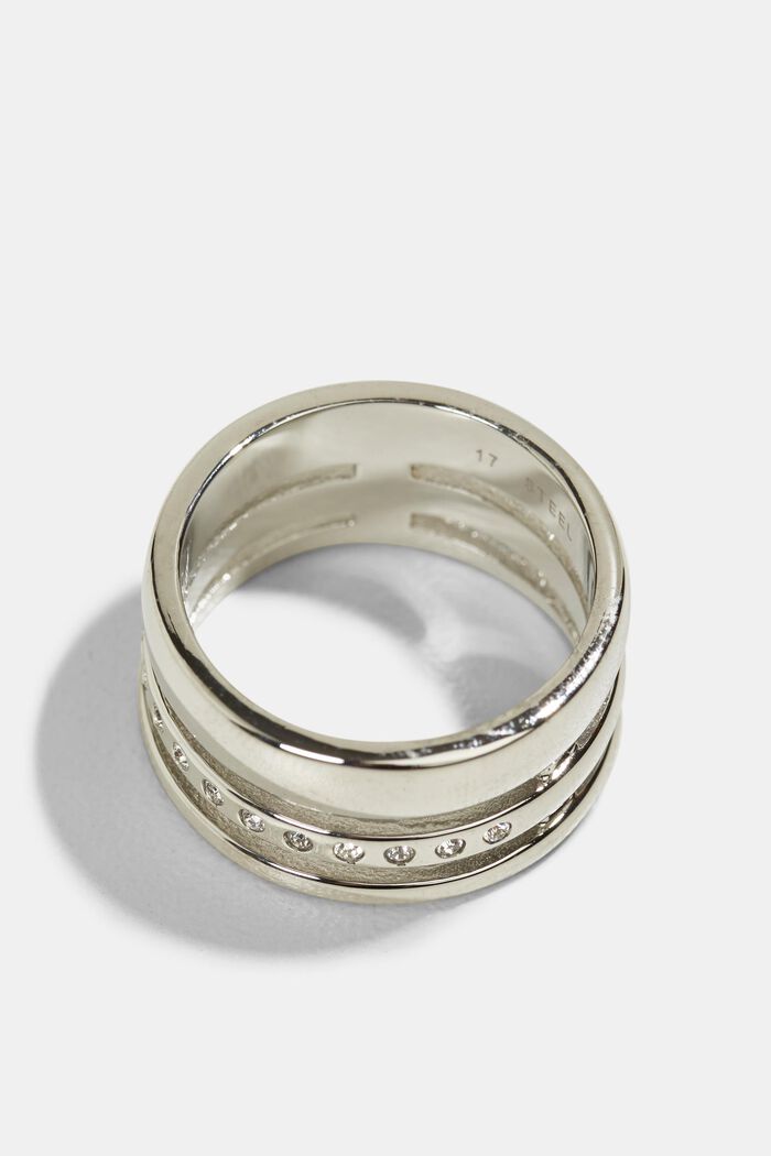 Statement ring met zirkonia, edelstaal, SILVER, detail image number 0