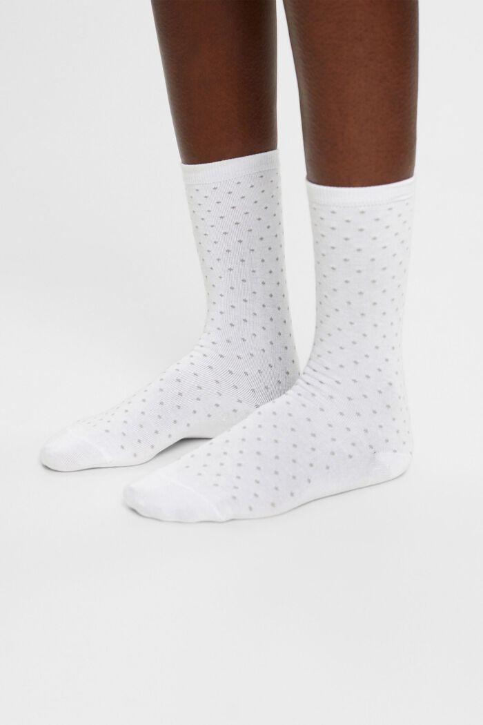 Set van 2 paar sokken met stippen, organic cotton, OFF WHITE, detail image number 2