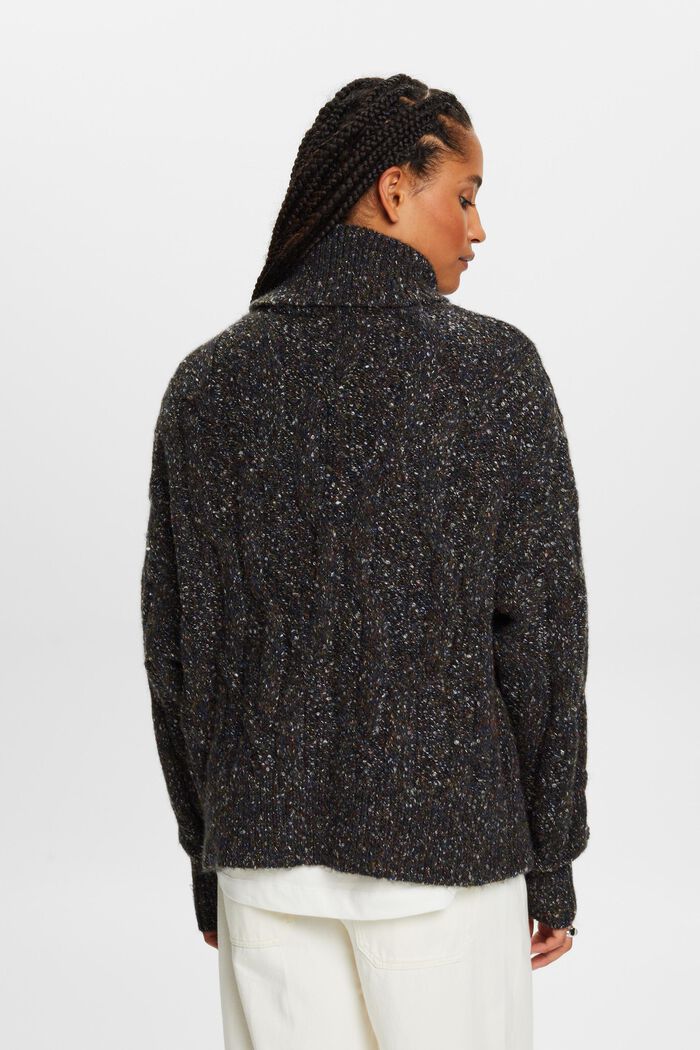 Sweater met kabelpatroon en rolkraag, BLACK, detail image number 3