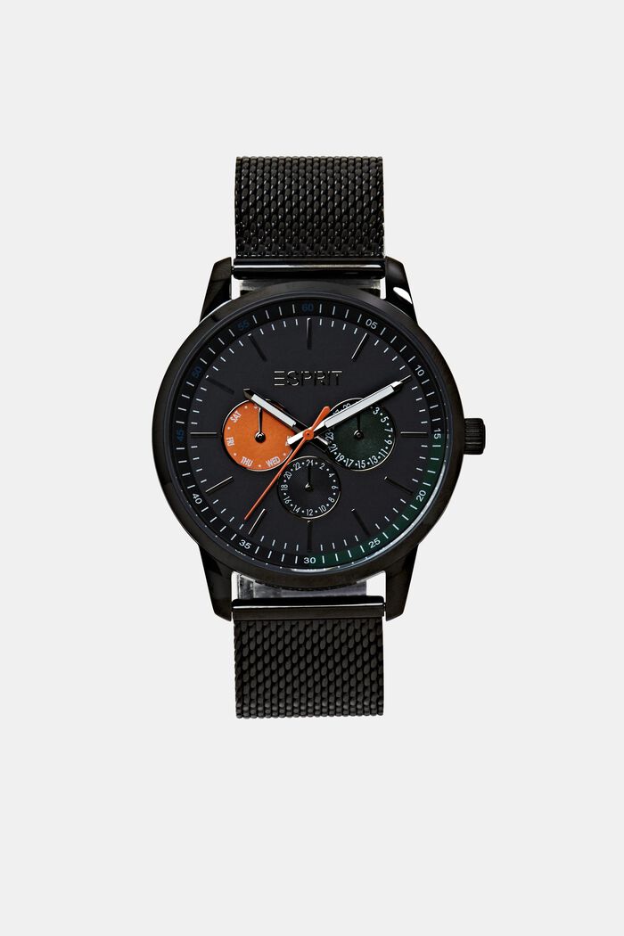 Horloge met edelstalen bandje van mesh, BLACK, detail image number 0