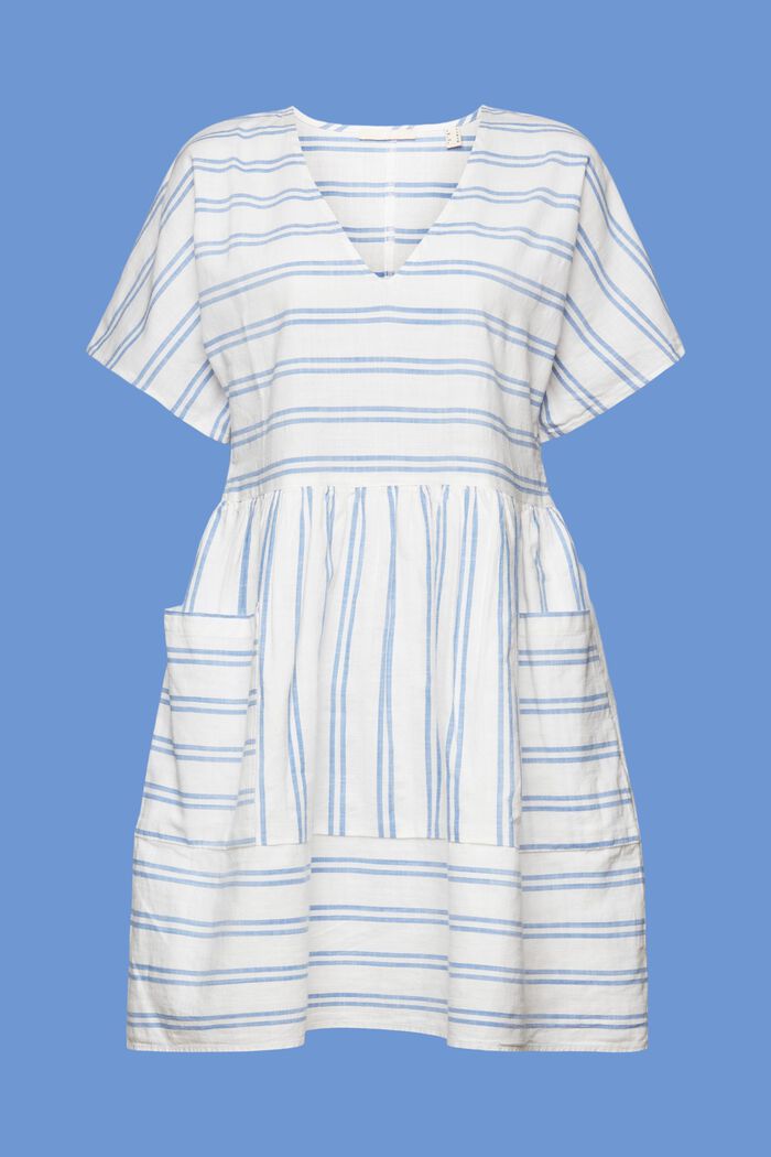 Gestreepte mini-jurk, 100% katoen, OFF WHITE, detail image number 6
