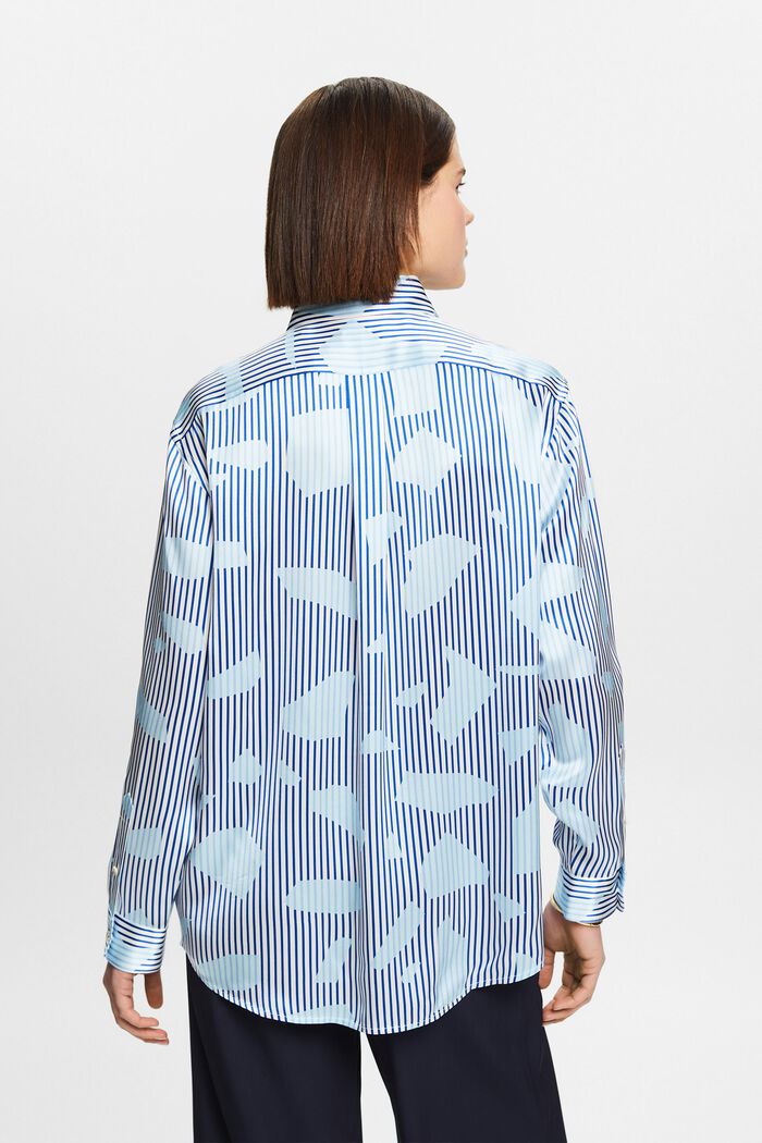 Zijden overhemd met knoopsluiting en print, BRIGHT BLUE, detail image number 2