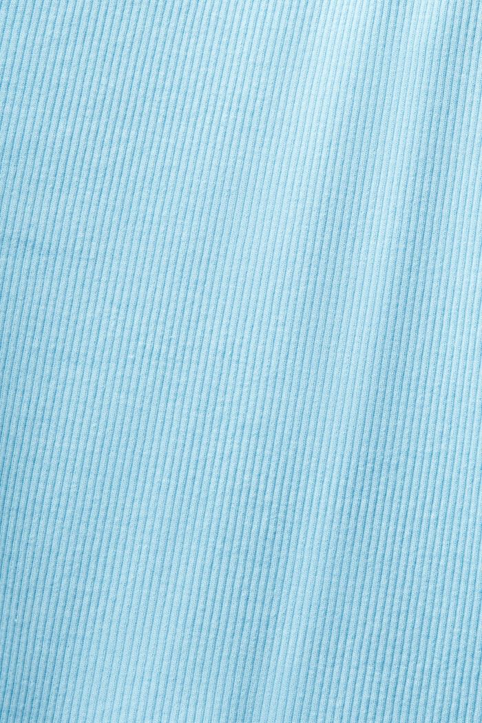 Ribgebreide jersey top met kant, LIGHT TURQUOISE, detail image number 5