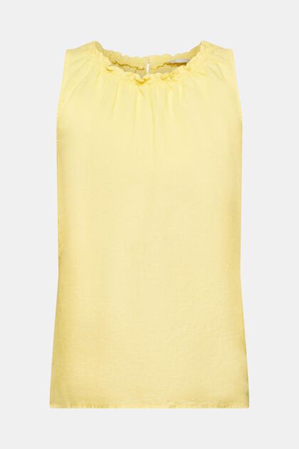 Mouwloze blouse van een linnenmix, LIGHT YELLOW, overview