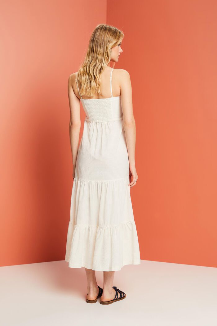 Gelaagde maxi-jurk met knopen aan de voorkant, WHITE, detail image number 3