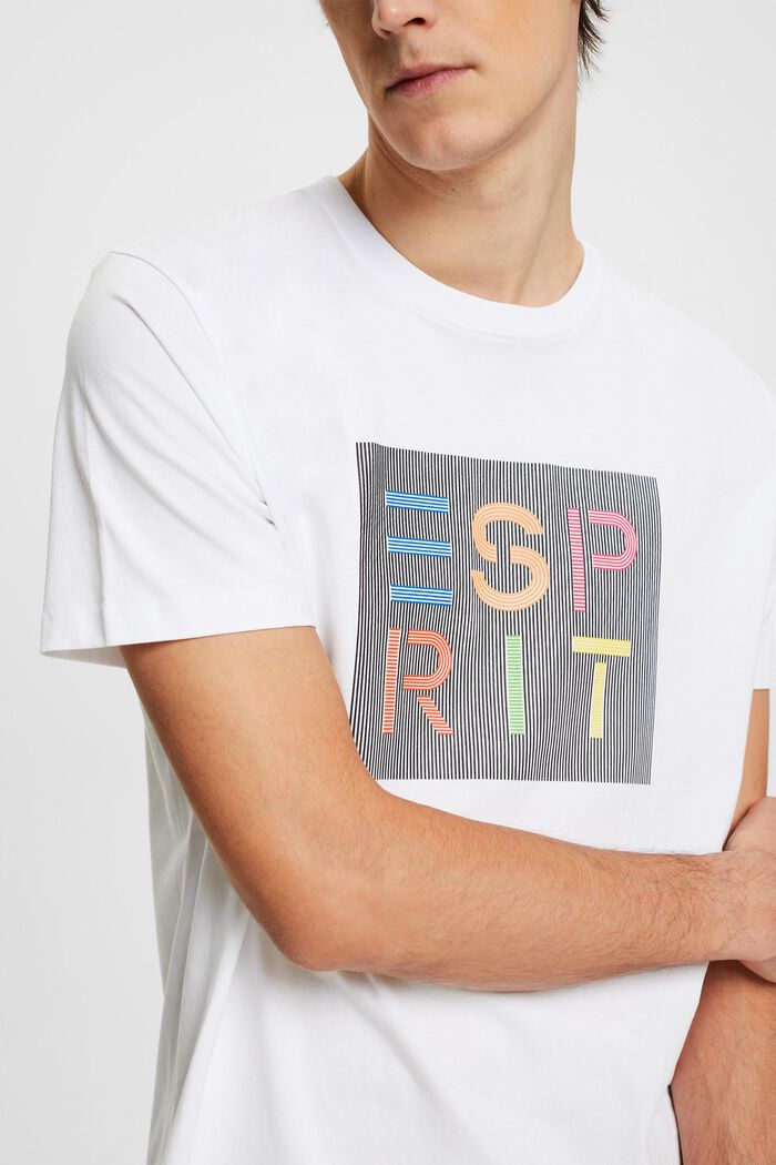 T-shirt met opgestikt logo, organic cotton, WHITE, detail image number 2