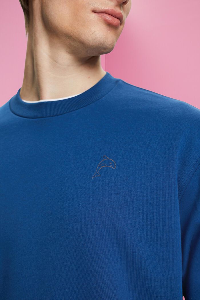 Sweatshirt met een kleine dolfijnenprint, BRIGHT BLUE, detail image number 2