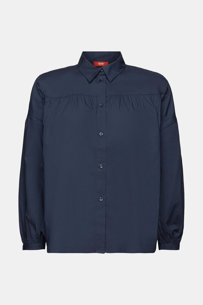 Popeline blouse, 100% katoen, PETROL BLUE, detail image number 6