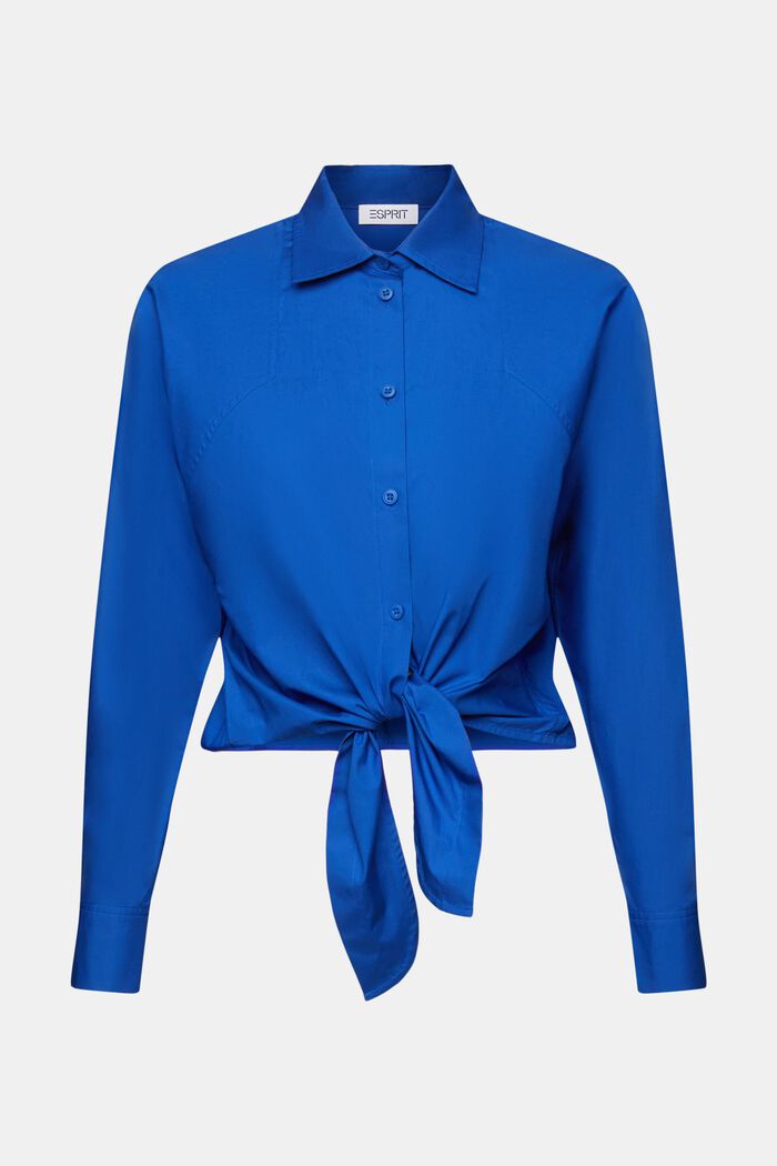 Cropped shirt met strik op de voorkant, BRIGHT BLUE, detail image number 6