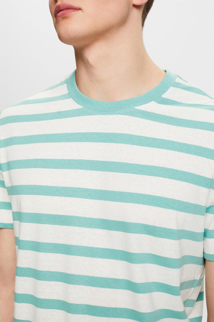 T-shirt à col ras-du-cou en coton et lin, DUSTY GREEN, detail image number 2