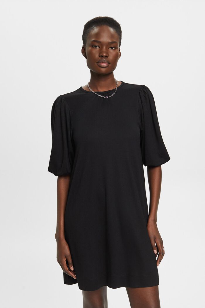 Mini-jurk met volumineuze mouwen, BLACK, detail image number 0