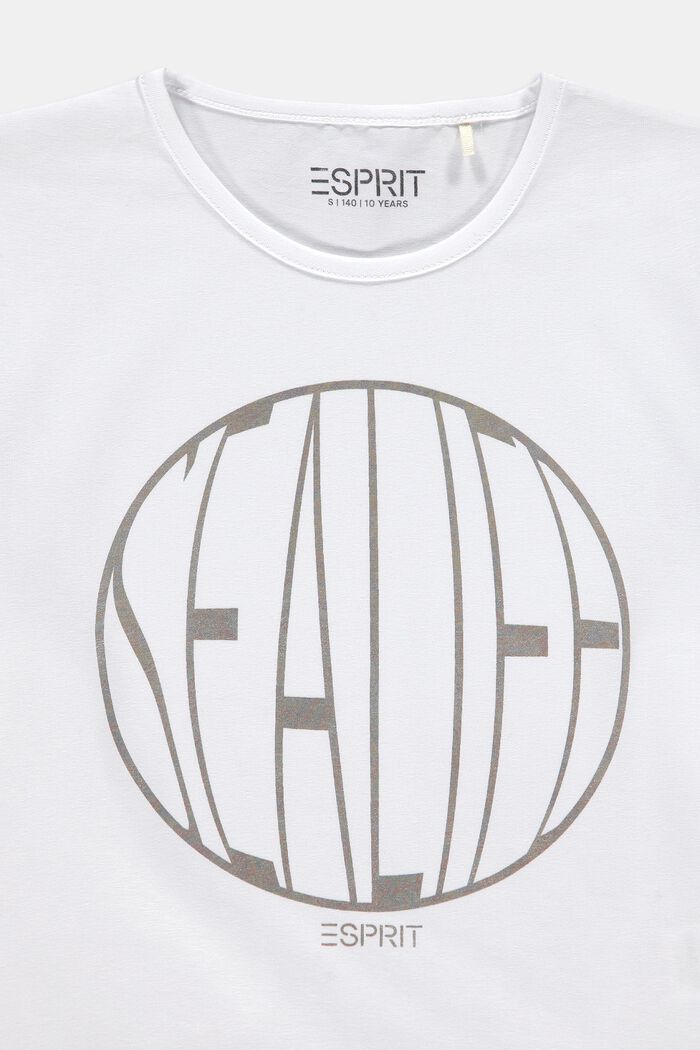 Cropped boxy shirt met glanzende print, WHITE, detail image number 2