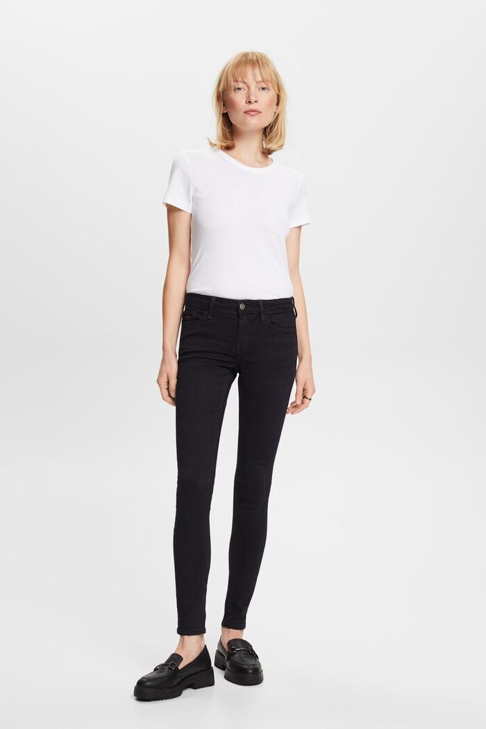 Premium skinny jeans met middelhoge taille, BLACK DARK WASHED, detail image number 0