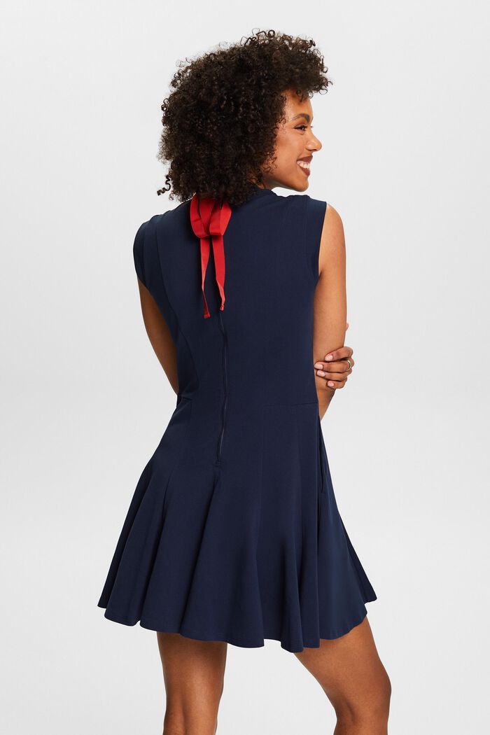 Mini-jurk met A-lijn en strikje op de rug, NAVY, detail image number 2
