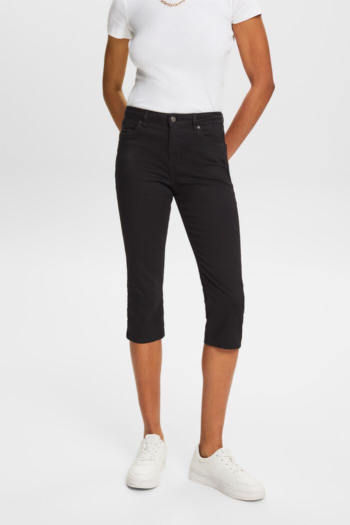 Pantalon corsaire en coton bio, BLACK, detail image number 0