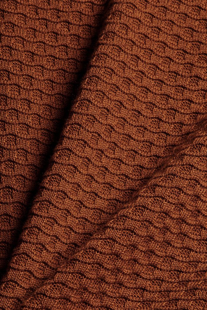 Pull-over à la texture gaufrée, 100 % coton, TOFFEE, detail image number 4
