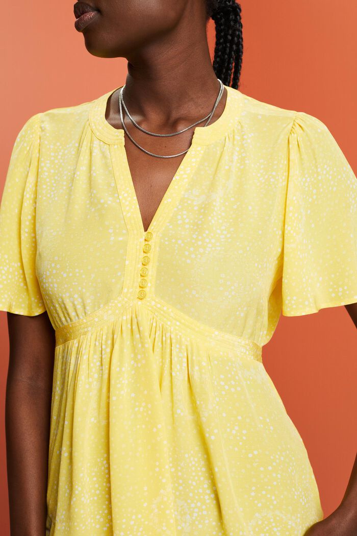 Gerimpelde blouse met print en strik op de achterkant, LIGHT YELLOW, detail image number 2