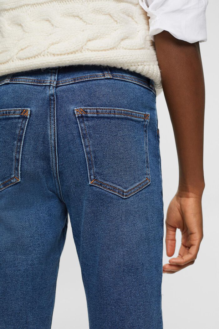 Slim-fit jeans met hoge taille, BLUE MEDIUM WASHED, detail image number 4