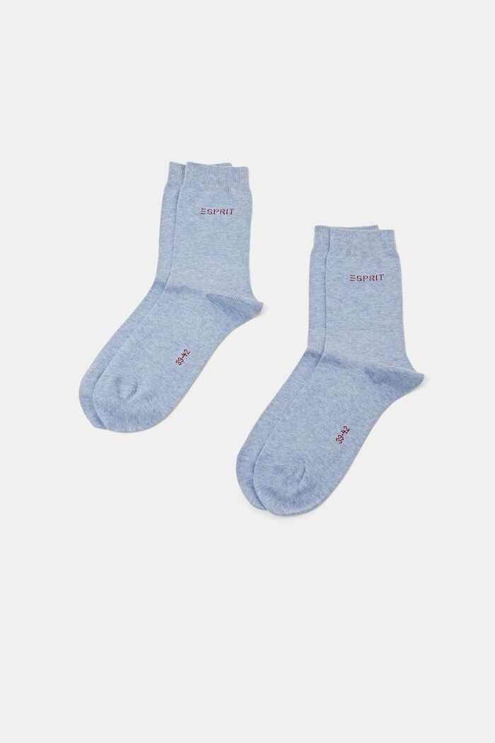 Set van 2 paar sokken met gebreid logo, organic cotton, JEANS, detail image number 0