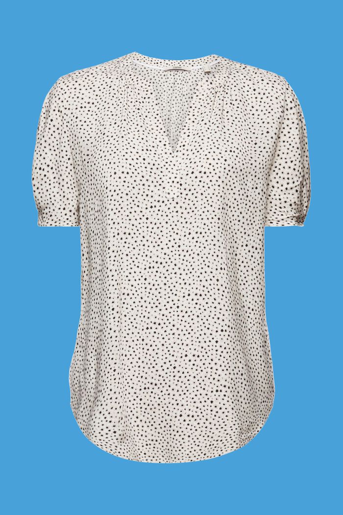 Gebloemde blouse met hals met split, NEW WHITE, detail image number 5