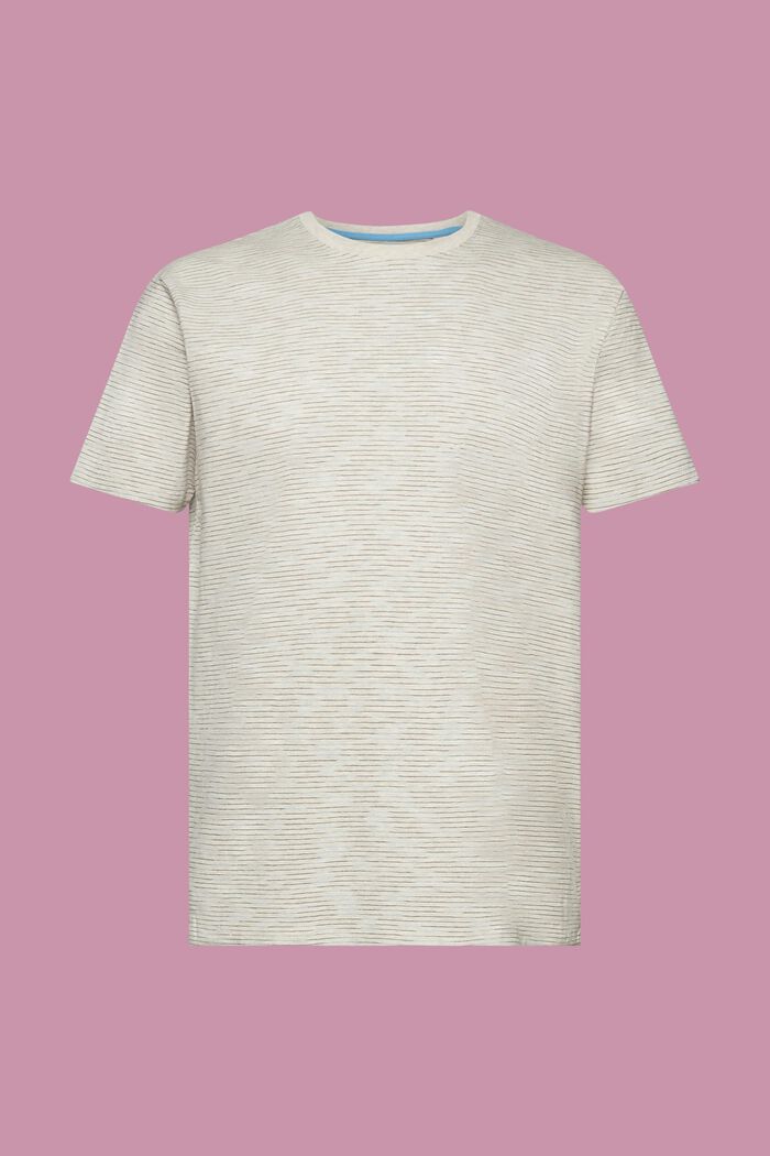 T-shirt met fijn gemêleerde strepen, TURQUOISE, detail image number 7
